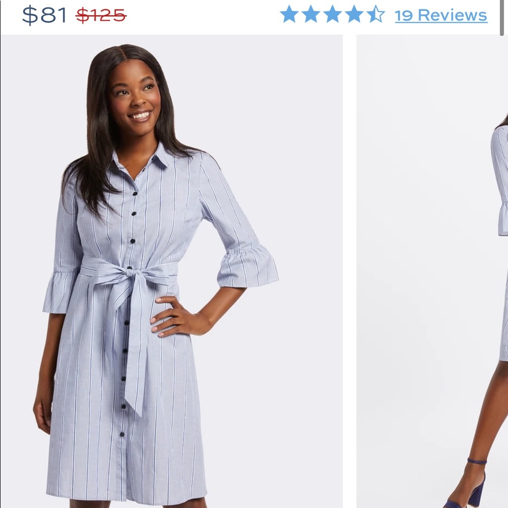 Draper James Striped Ruffle Sleeve Shirtdress